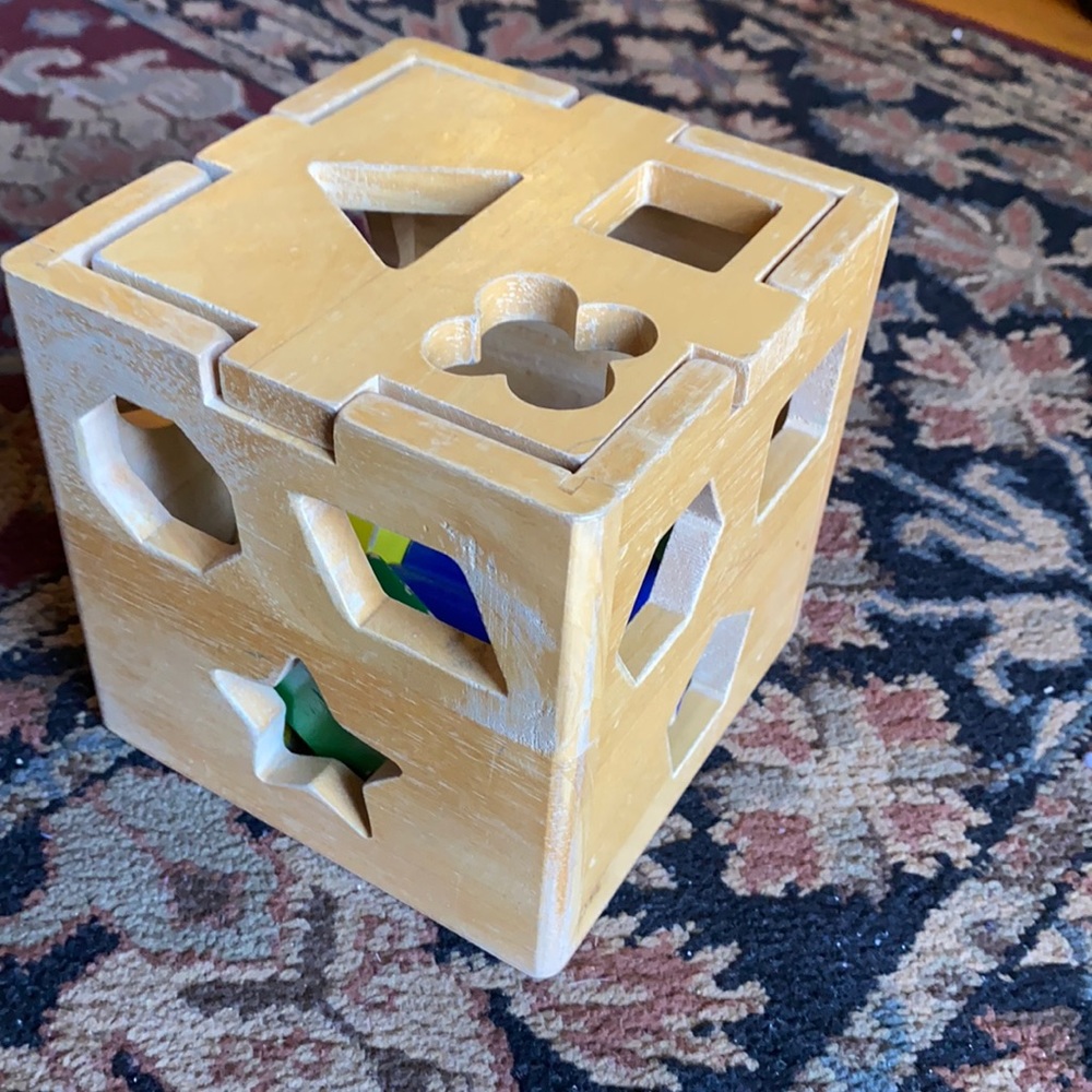 Wooden shapes box puzzle - good used condition